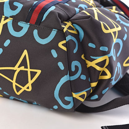 Gucci Techno Canvas GucciGhost Double Buckle Backpack Black New Acquamarine 10 of 11