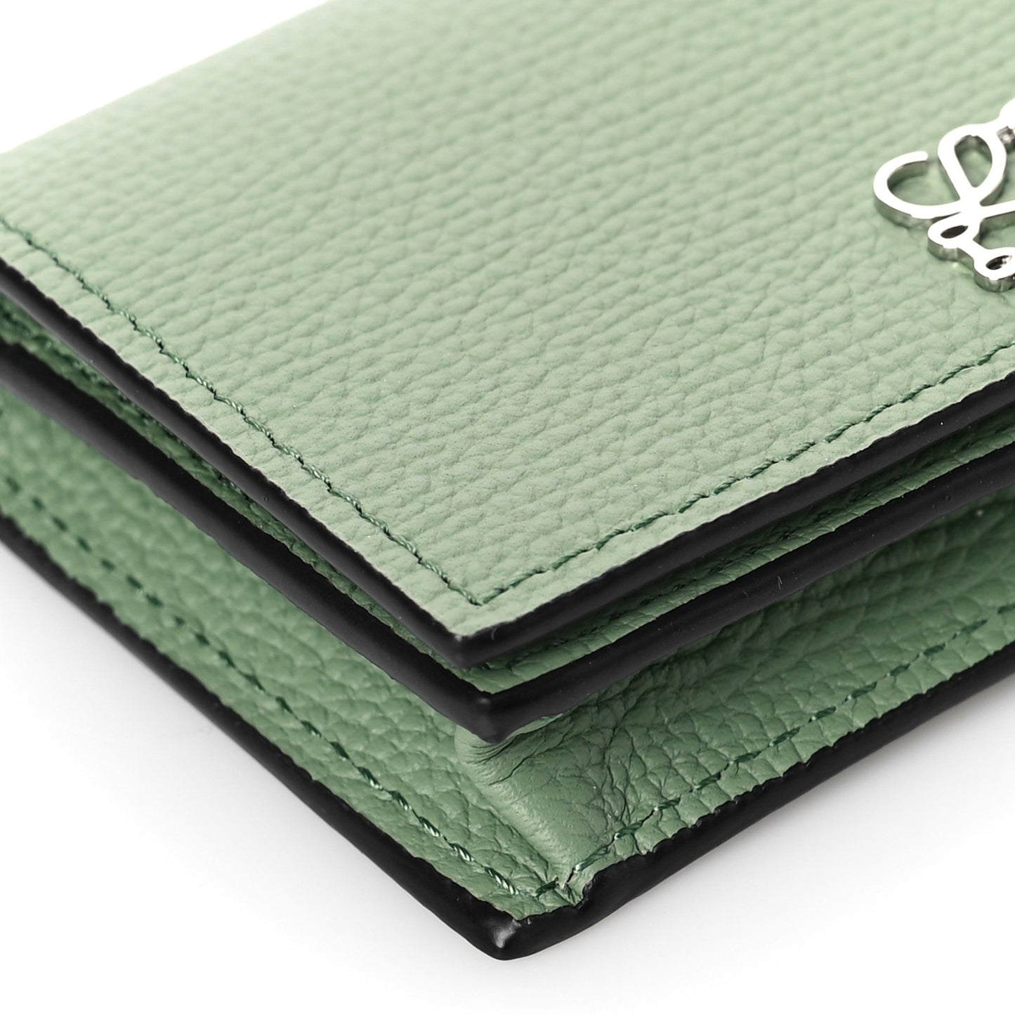 Pebble Grain Calfskin Anagram Business Cardholder Rosemary