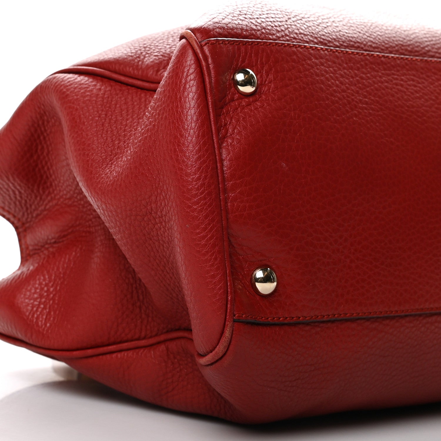Gucci Pebbled Calfskin Medium Bamboo Shopper Tote Red 10 of 14