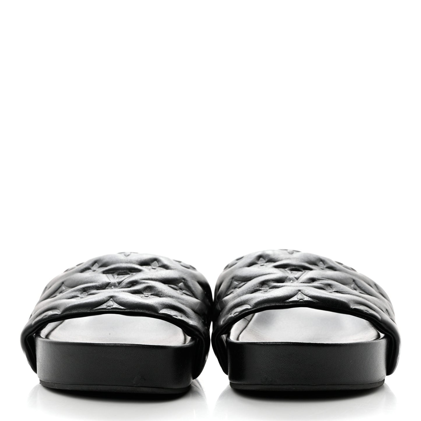Lambskin Embossed Monogram Jumbo Flatform Mule Sandals 37.5 Black
