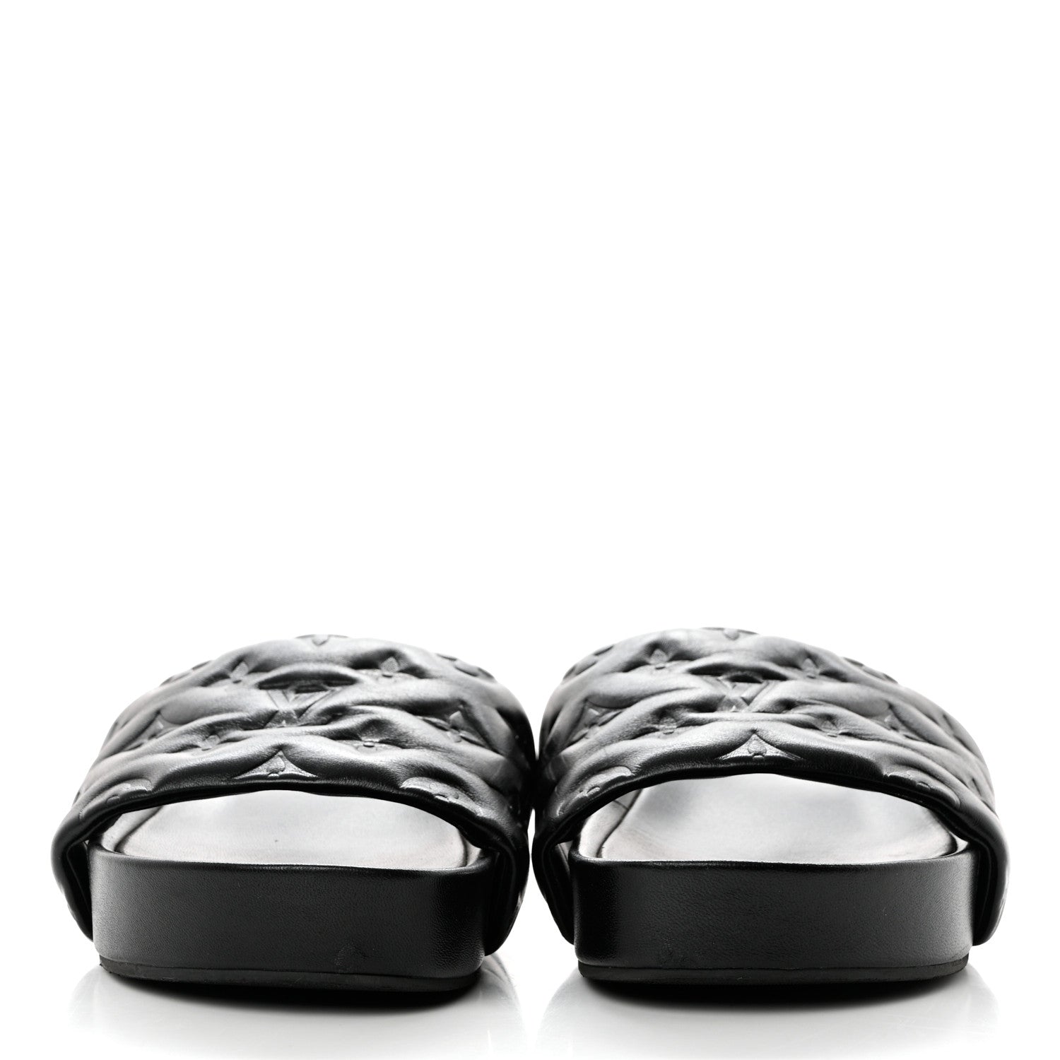 Louis Vuitton Lambskin Embossed Monogram Jumbo Flatform Mule Sandals 37.5 Black 2 of 9