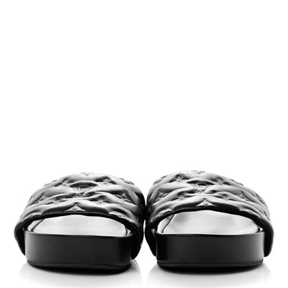 Louis Vuitton Lambskin Embossed Monogram Jumbo Flatform Mule Sandals 37.5 Black 2 of 9