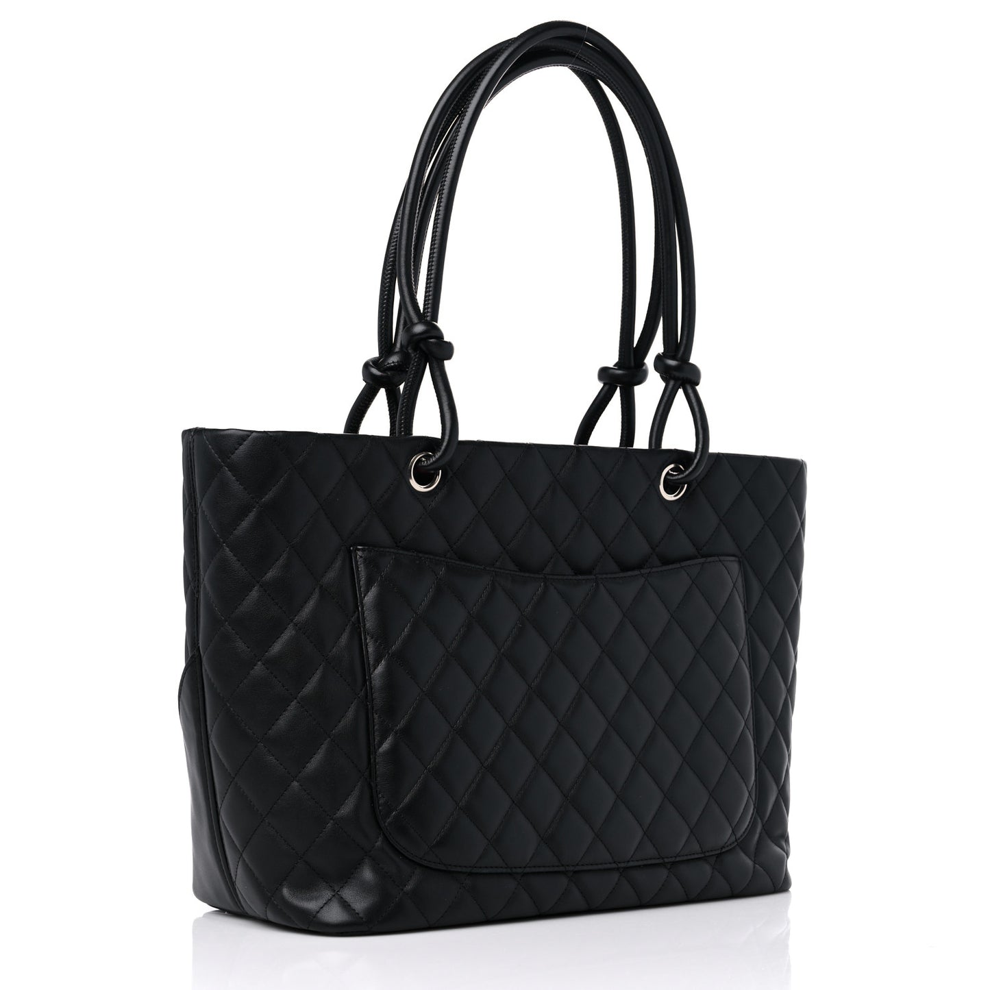 Calfskin Quilted Large Cambon Tote Black