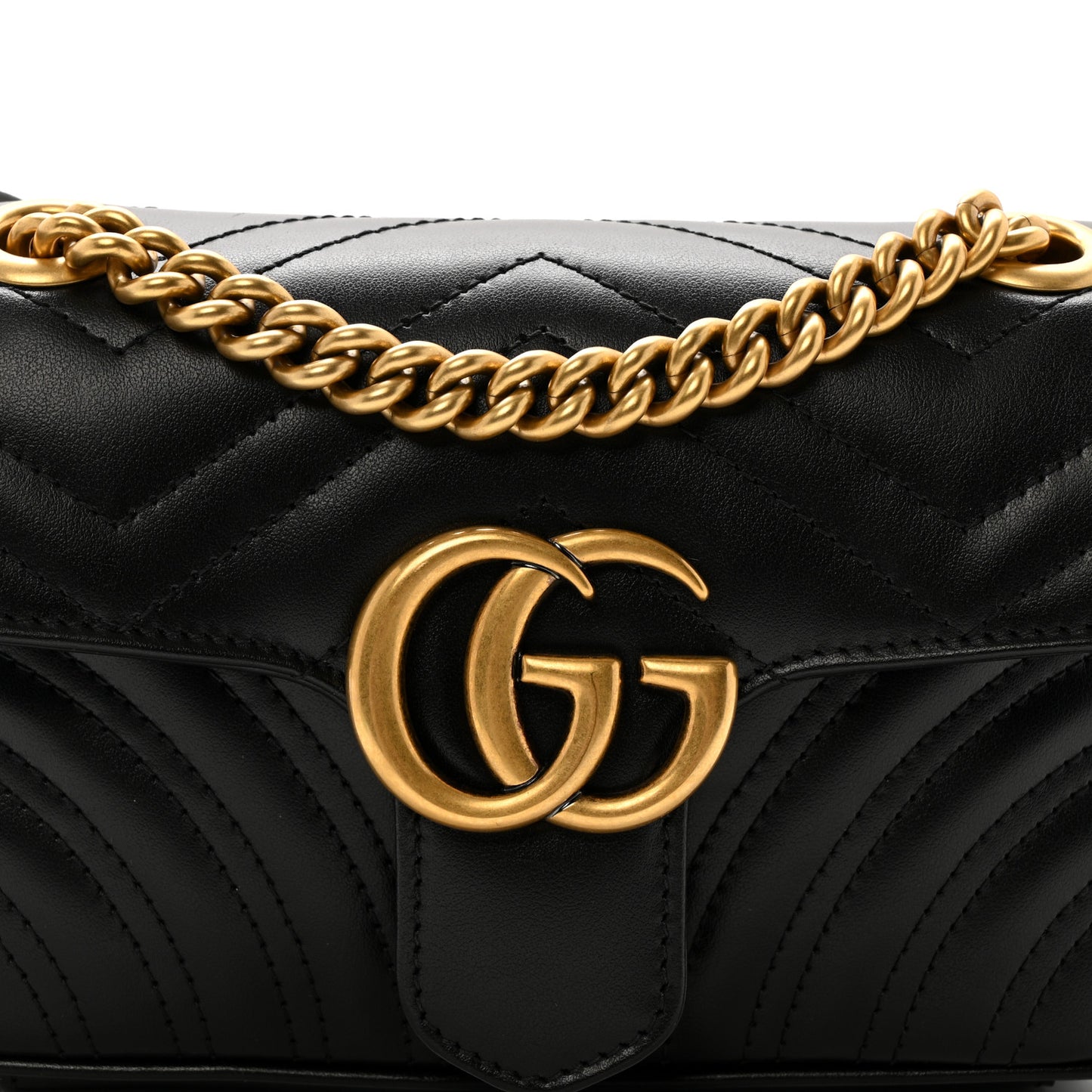 Calfskin Matelasse Mini GG Marmont Shoulder Bag Black
