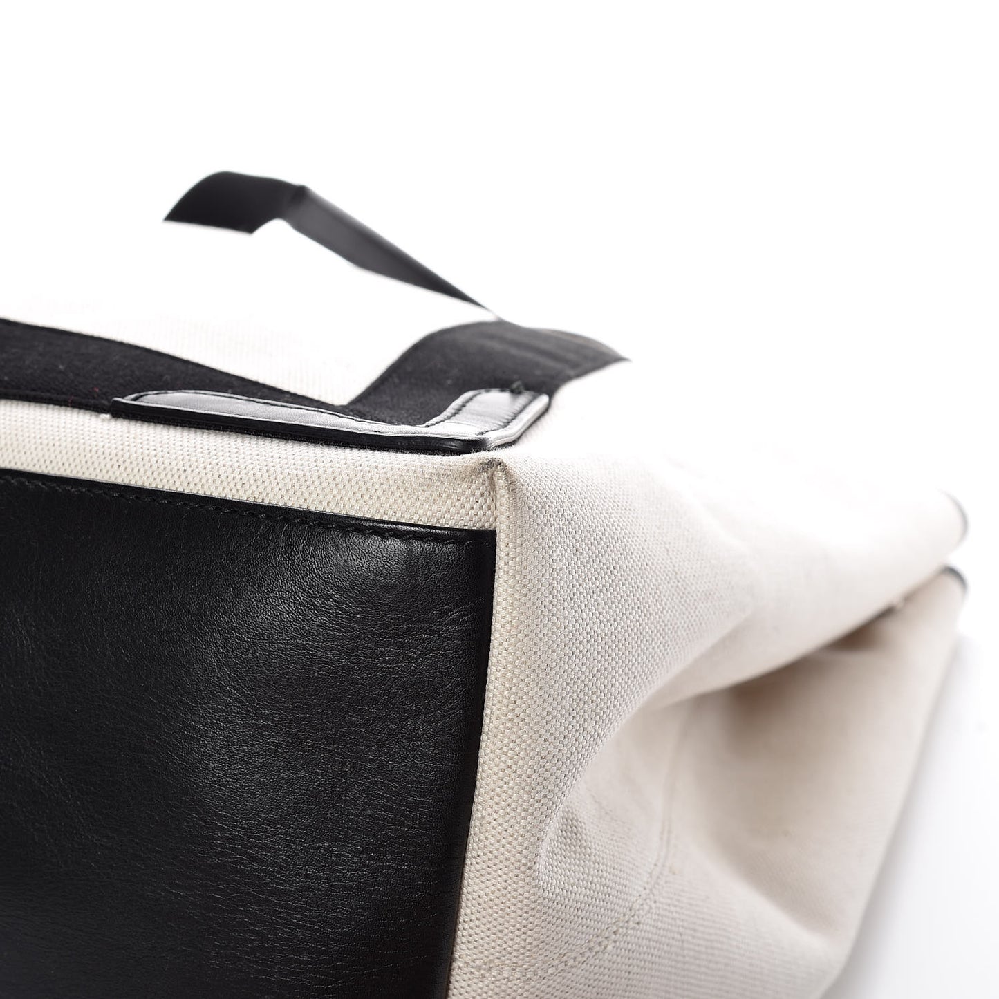 Cotton Canvas Calfskin M Navy Cabas Natural Black