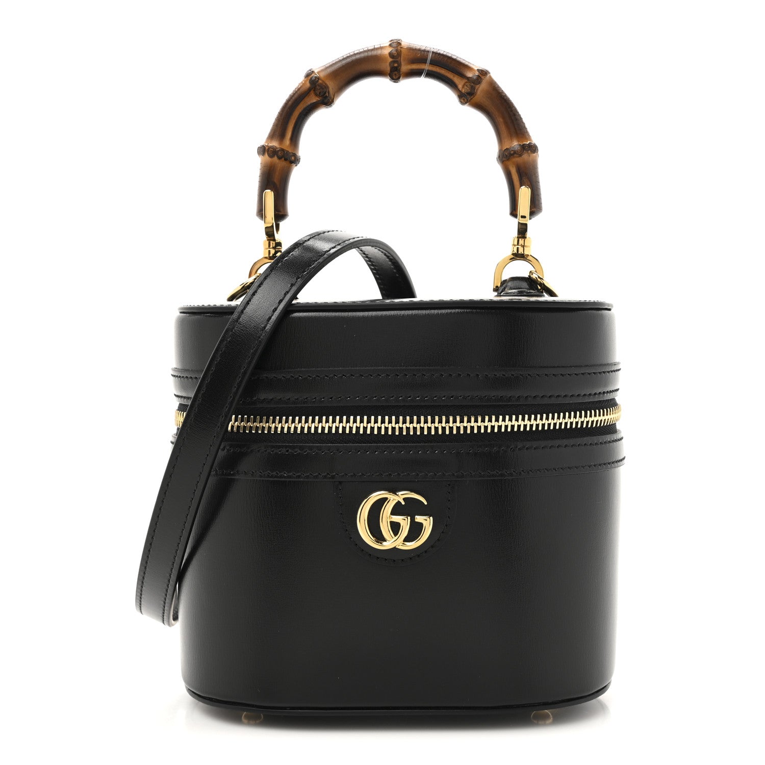Gucci Calfskin Mini Bamboo Top Handle Shoulder Bag Black 1 of 10