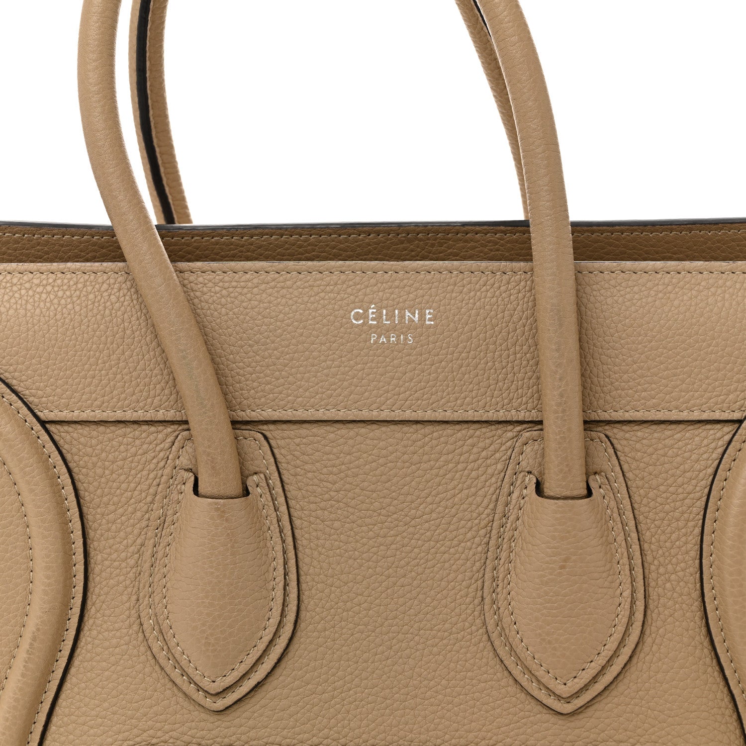 Celine Drummed Calfskin Micro Luggage Dune 8 of 13