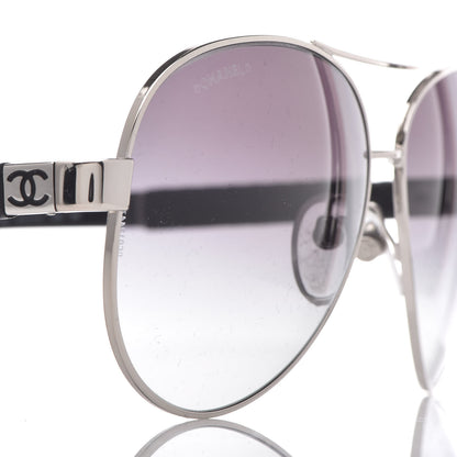 Chanel Lambskin Quilted CC Aviator Sunglasses 4195-Q Black 7 of 7