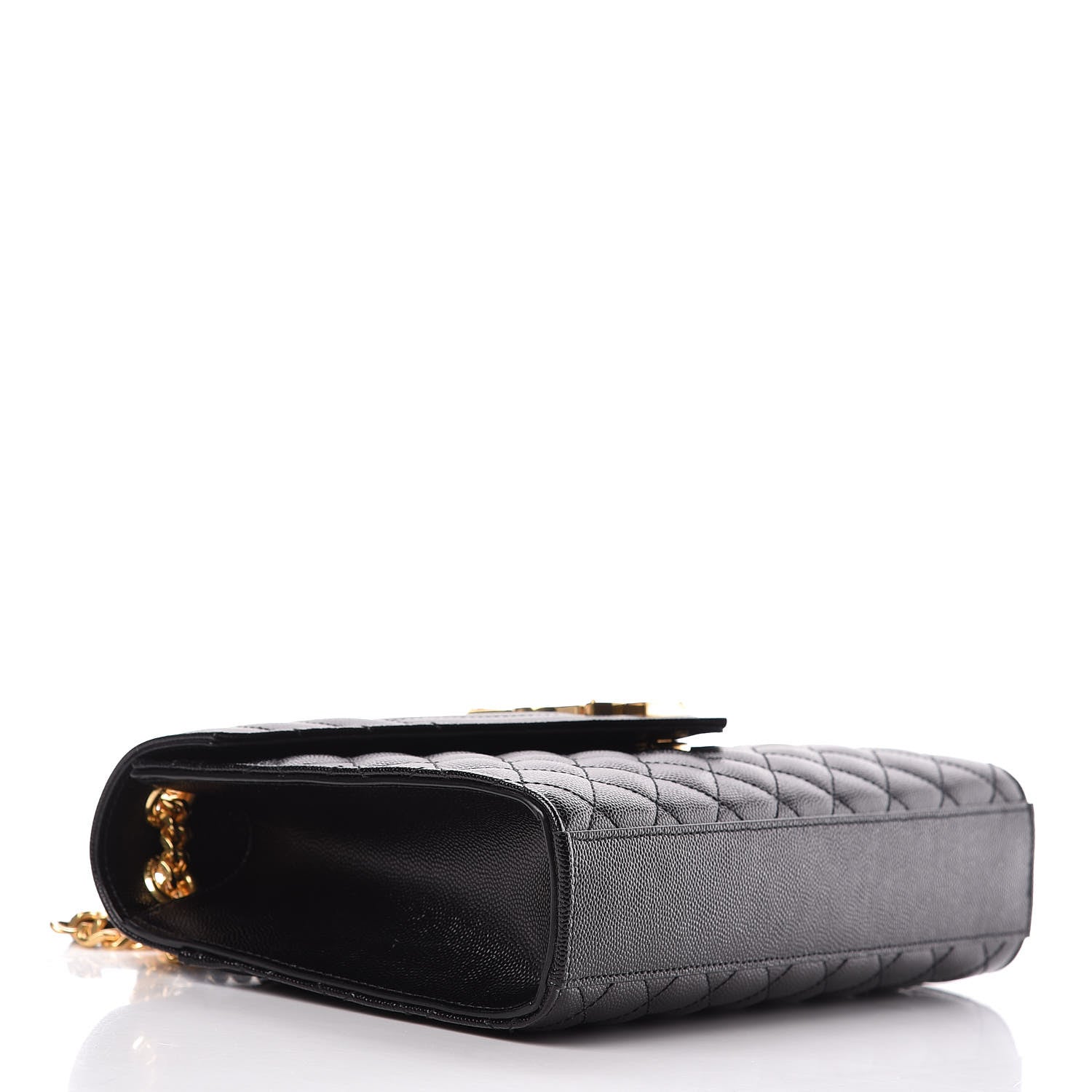 Saint Laurent Grain De Poudre Textured Mixed Matelasse Triquilt Medium Monogram Satchel Black 4 of 10