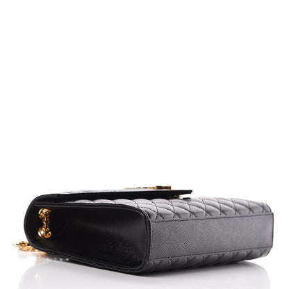 Saint Laurent Grain De Poudre Textured Mixed Matelasse Triquilt Medium Monogram Satchel Black 4 of 10