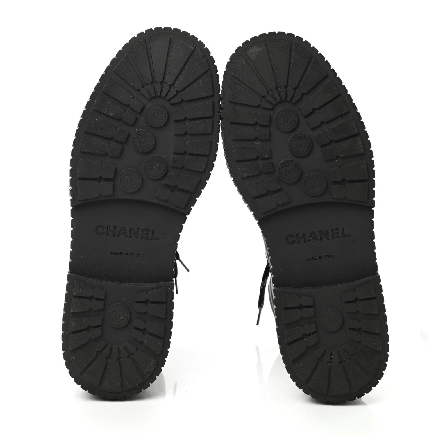 Chanel Calfskin Grosgrain Quilted Lace Up Boots 39 Black Grey 3 of 9