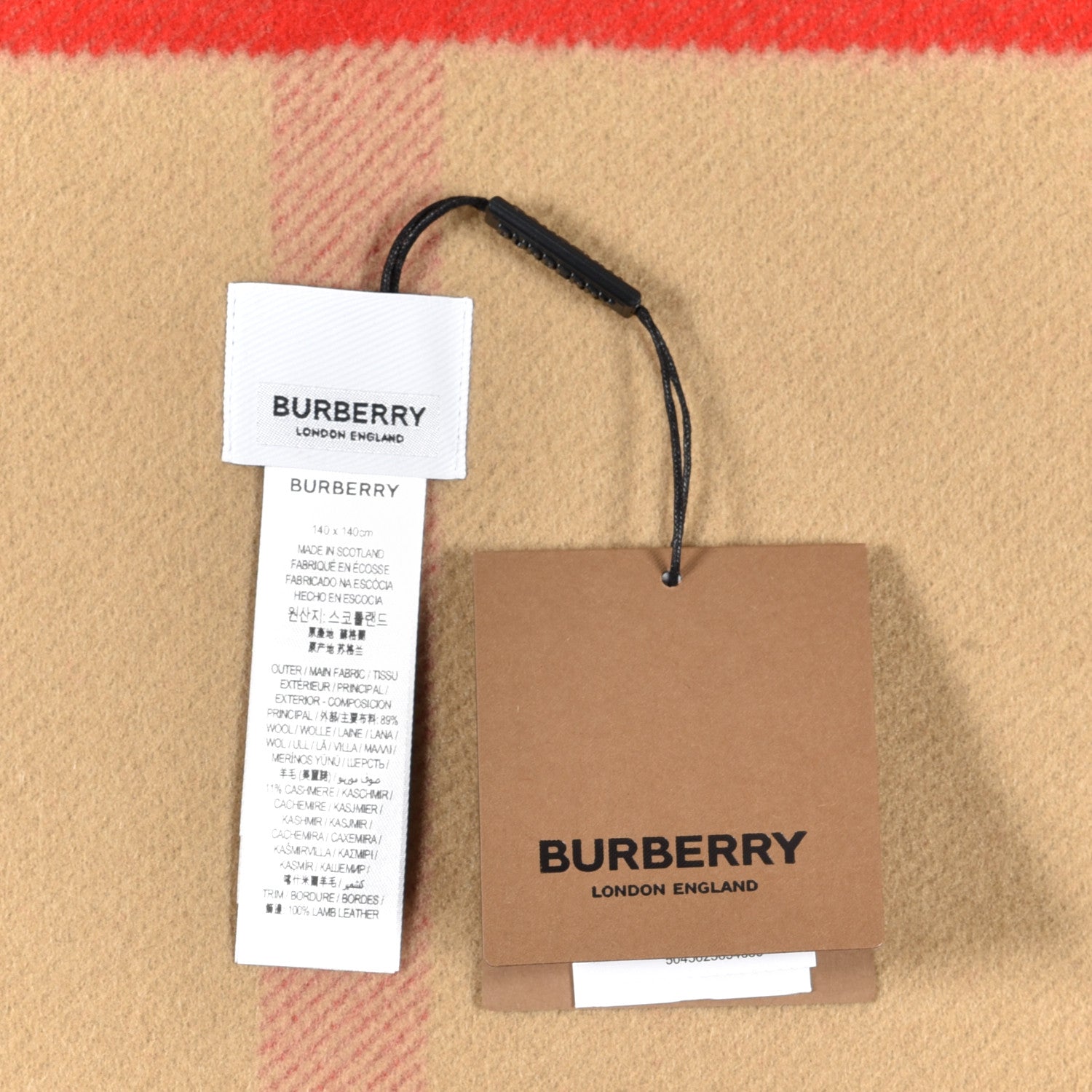 Burberry Wool Cashmere Lambskin Monogrammed TB Print Half Mega Check Cape Scarf Archive Beige 4 of 4