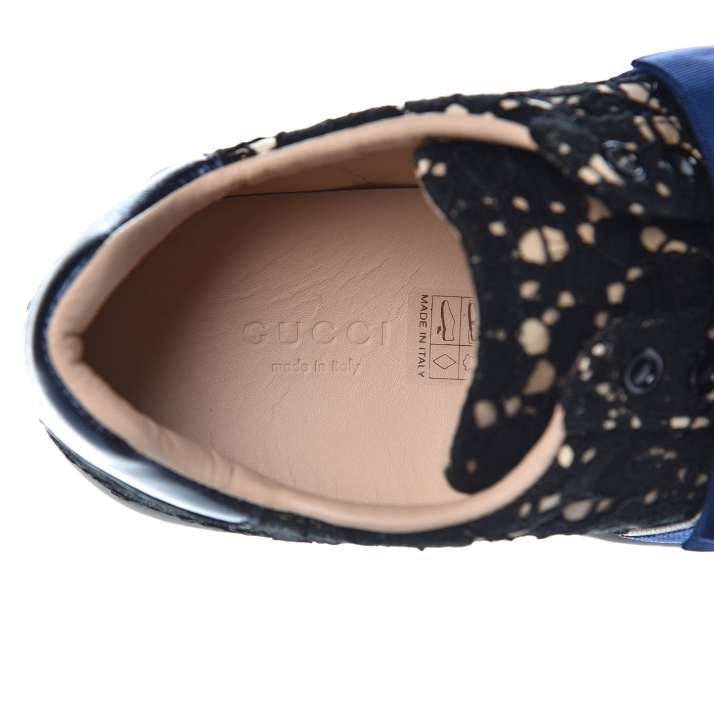 Lace Crystal Sylvie Web Flower Leaf Womens Ace Sneakers 37 Black Tan Beige