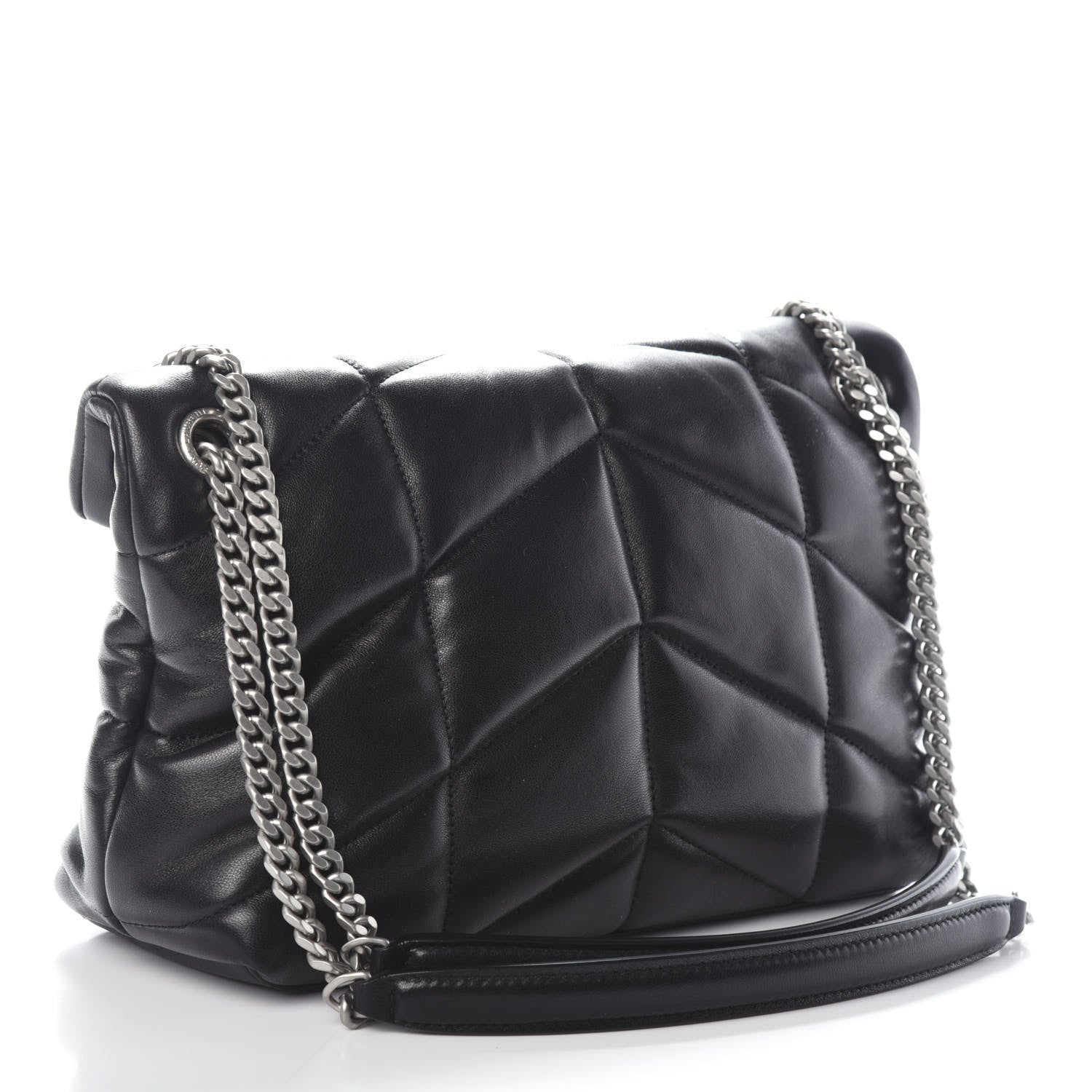 Saint Laurent Lambskin Quilted Small Loulou Puffer Monogram Chain Satchel Black 2 of 9