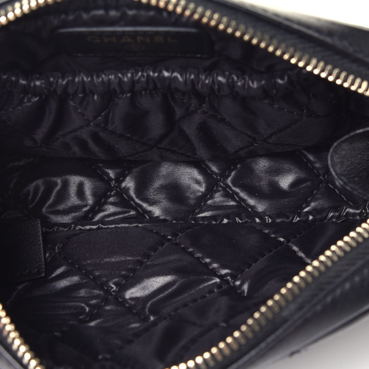 Chanel Lambskin Quilted Small Curvy Pouch Cosmetic Case Black 5 of 7