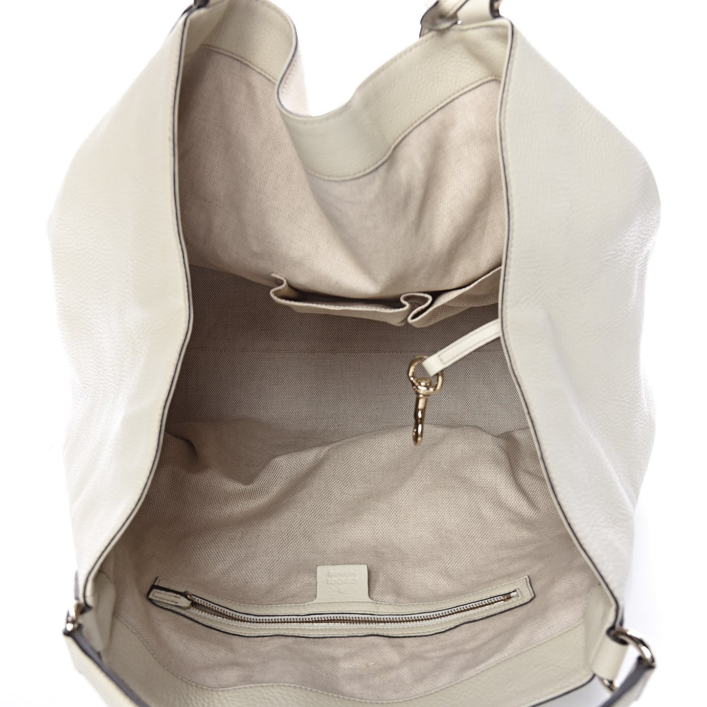 Pebbled Calfskin Large Soho Shoulder Bag Off White