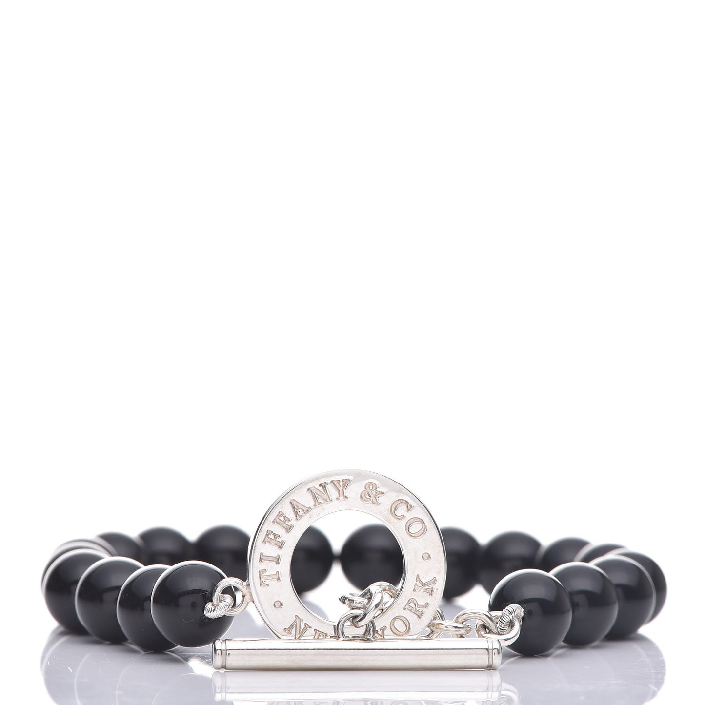 Sterling Silver Black Onyx Bead Toggle Bracelet