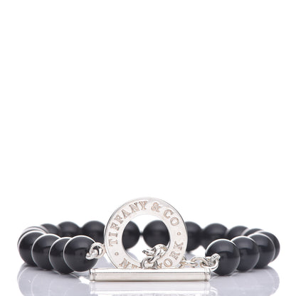 Tiffany Sterling Silver Black Onyx Bead Toggle Bracelet 3 of 5