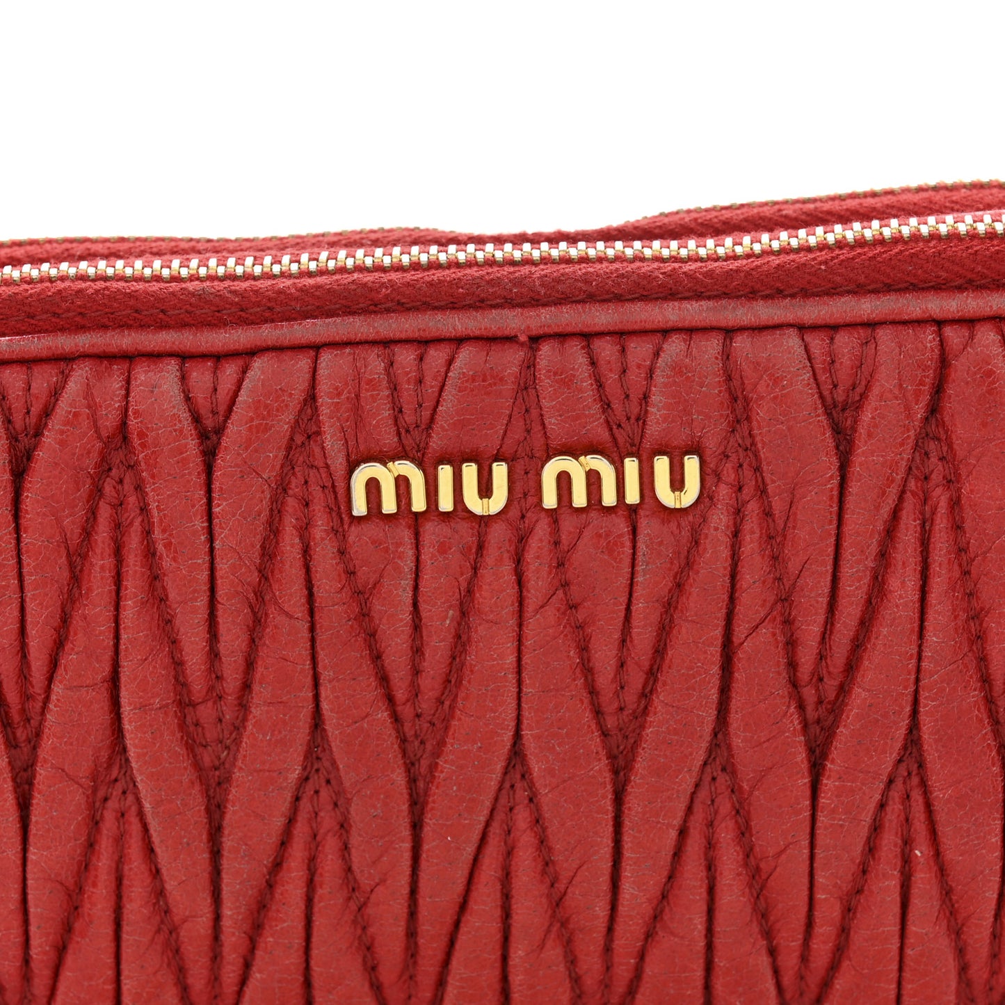 Nappa Matelasse Double Zip Pochette Clutch Rosso