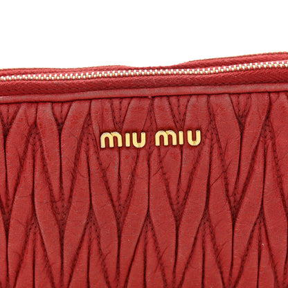 Miu Miu Nappa Matelasse Double Zip Pochette Clutch Rosso 8 of 13