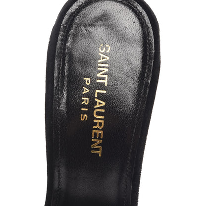 Saint Laurent Velvet Debbie Platform Slide Sandals 38 Black 7 of 13