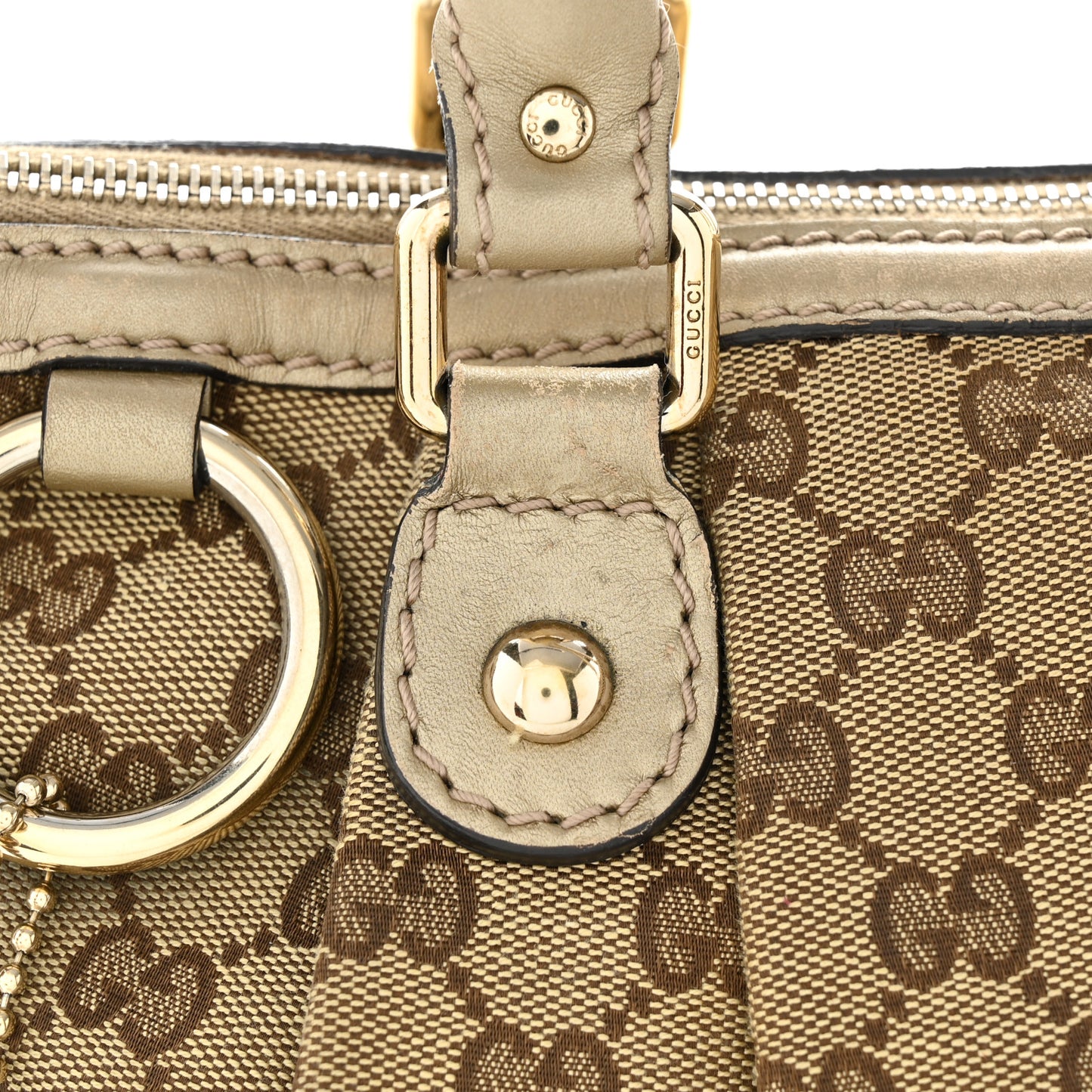Monogram Margaux Calfskin Medium Sukey Top Handle Bag Beige Ebony Mystic White