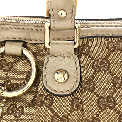 Gucci Monogram Margaux Calfskin Medium Sukey Top Handle Bag Beige Ebony Mystic White 16 of 17