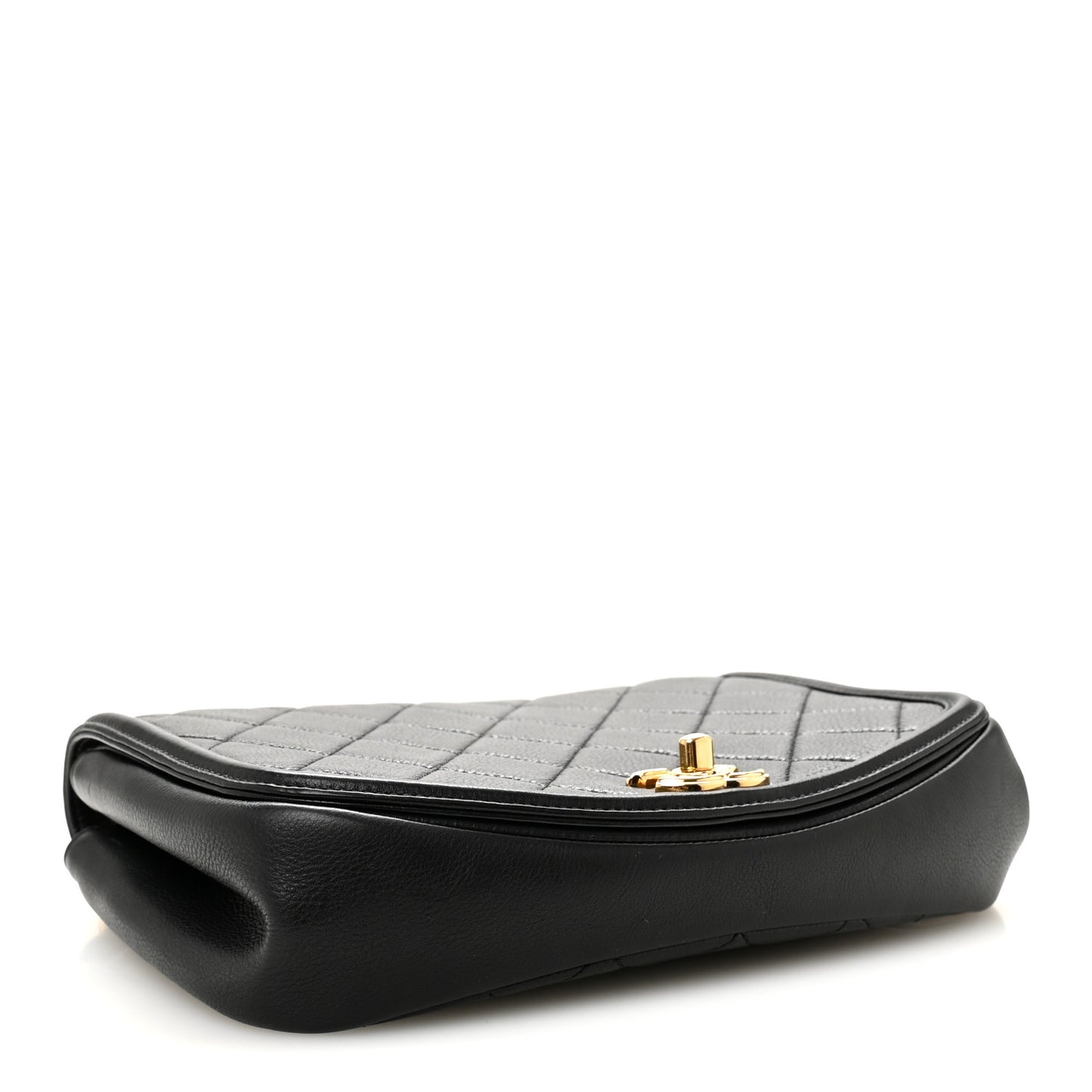 Calfskin Quilted Small Underline Flap Black