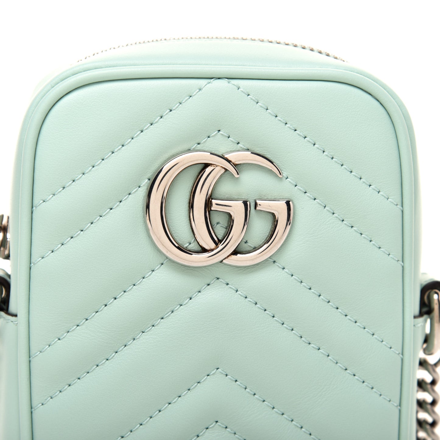 Calfskin Matelasse Mini GG Marmont Crossbody Bag Water Green