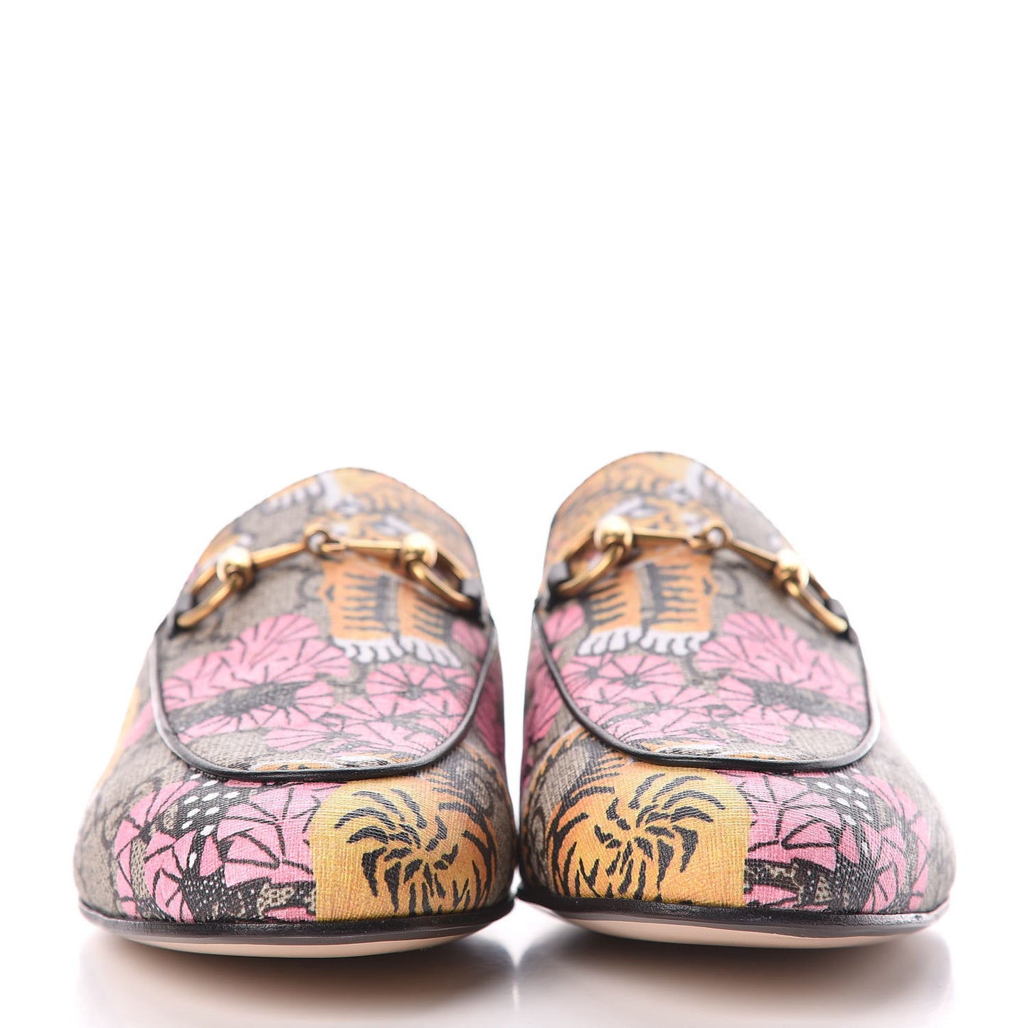 GG Supreme Monogram Bengal Womens Princetown Slippers 36 Beige Crop Pink