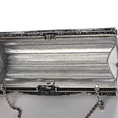 Judith Leiber Swarovski Crystal Cosmojet Minaudiere Clutch Black Silver 5 of 10