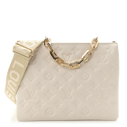 Louis Vuitton Lambskin Embossed Monogram Coussin PM Cream 1 of 10