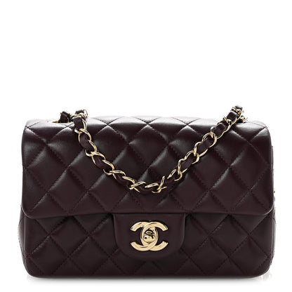Chanel Lambskin Quilted Mini Rectangular Flap Burgundy 1 of 11