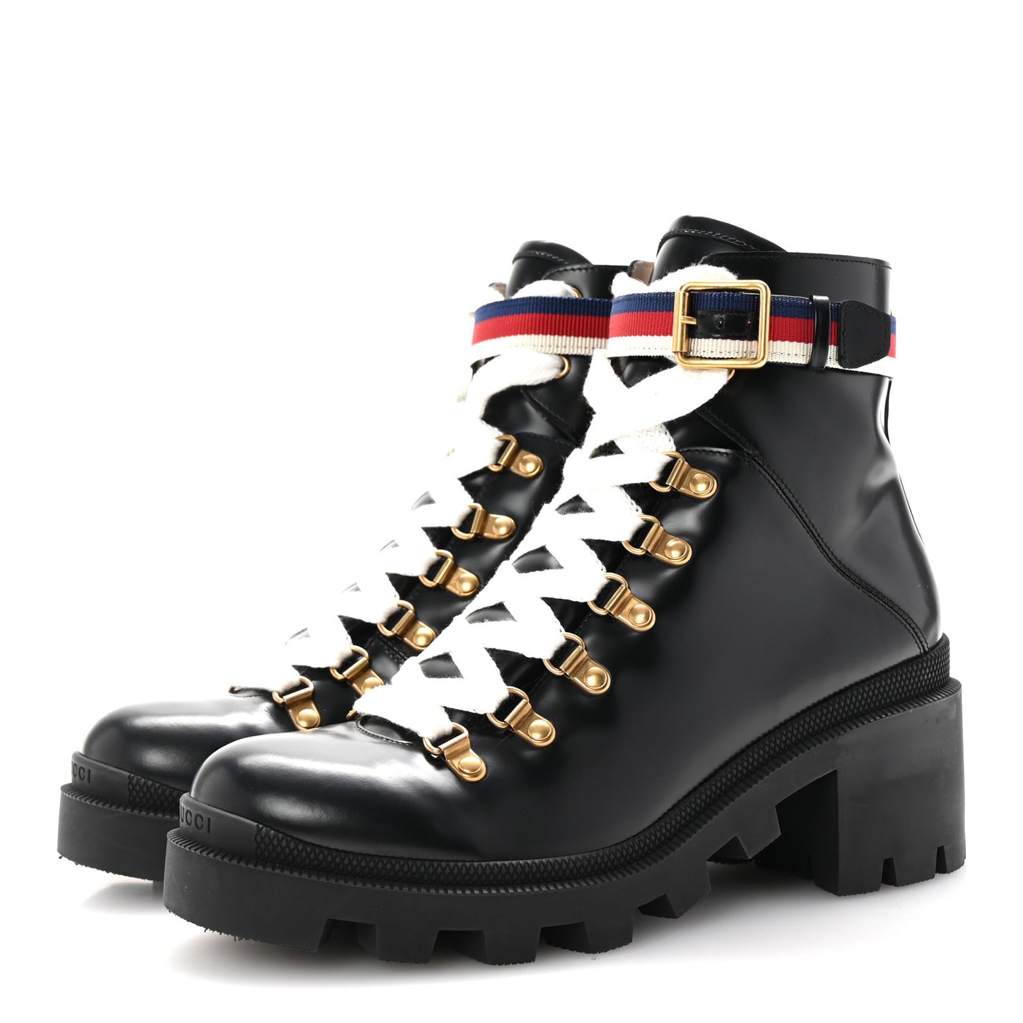 Calfskin Sylvie Web Womens Lace Up Combat Boots 39.5 Black
