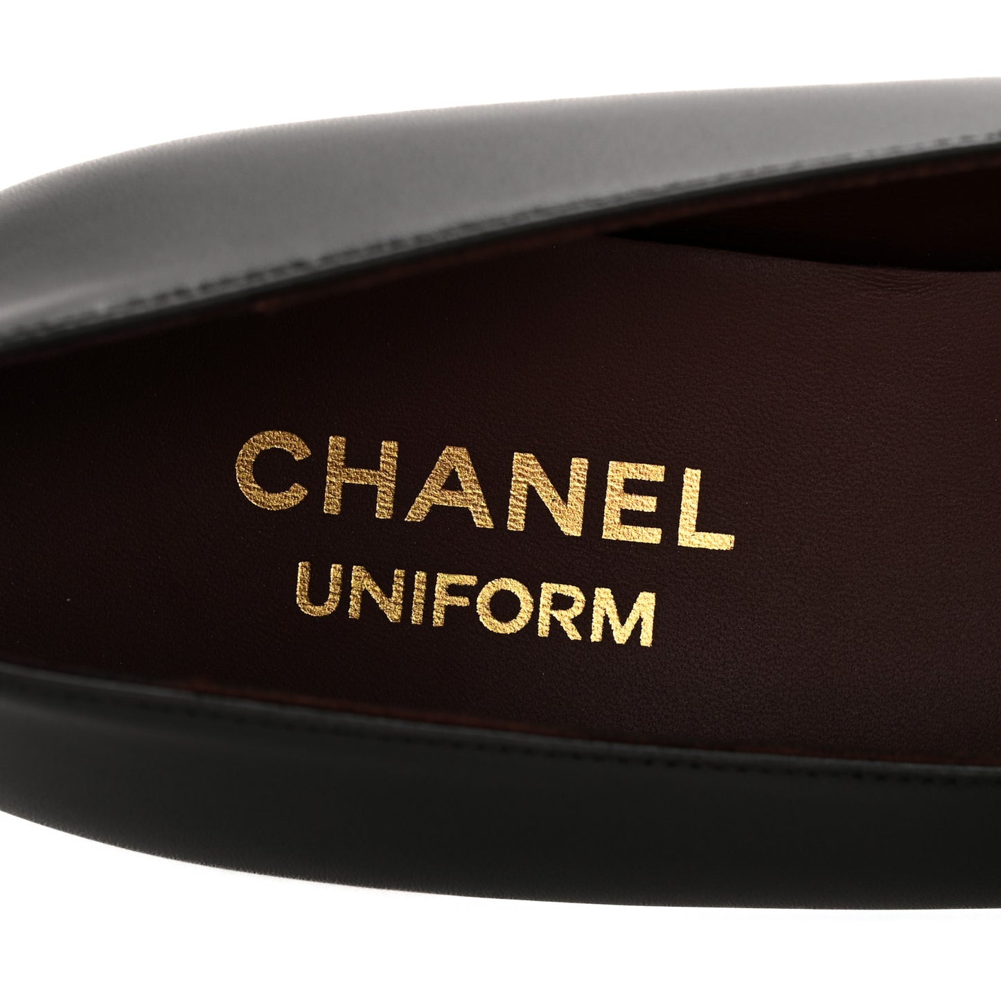 Lambskin Cap Toe CC Uniform Ballerina Flats 37 Black