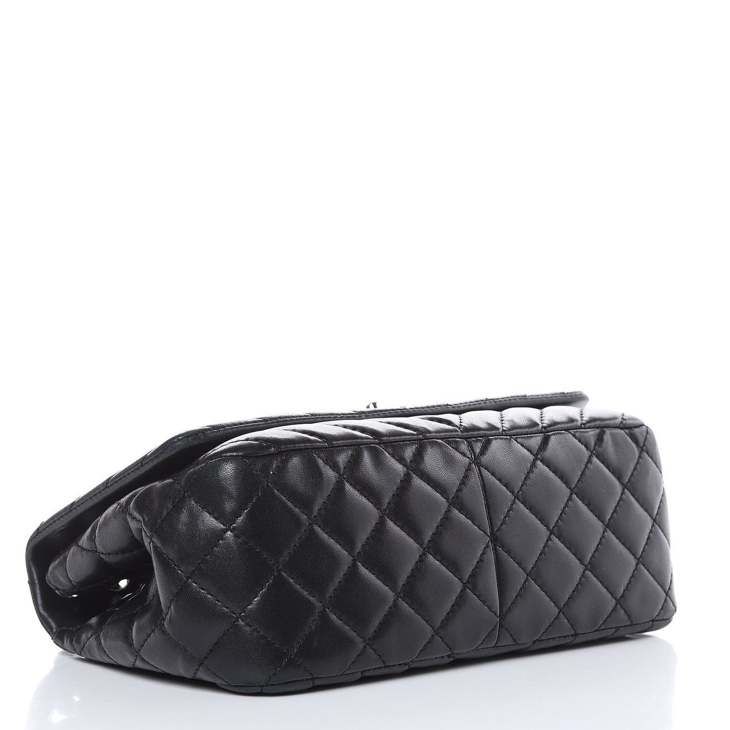 Lambskin Surpique Chevron Medium Single Flap Black