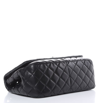 Chanel Lambskin Surpique Chevron Medium Single Flap Black 4 of 13
