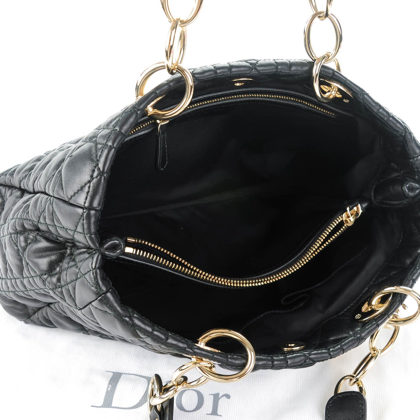 Lambskin Cannage Small Dior Soft Shopping Tote Black