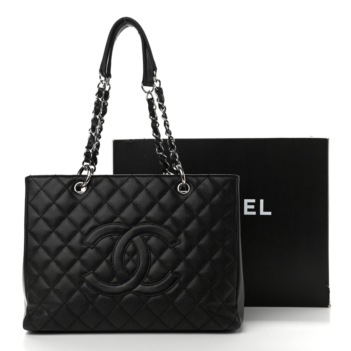Caviar Quilted Grand Shopping Tote GST Black