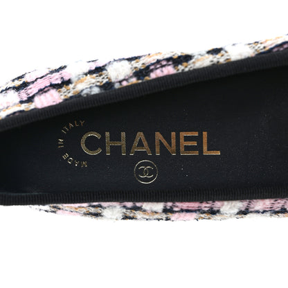 Chanel Wool Cotton Tweed Corduroy Cap Toe Ballerina Flats 36 Multicolor Black 7 of 9