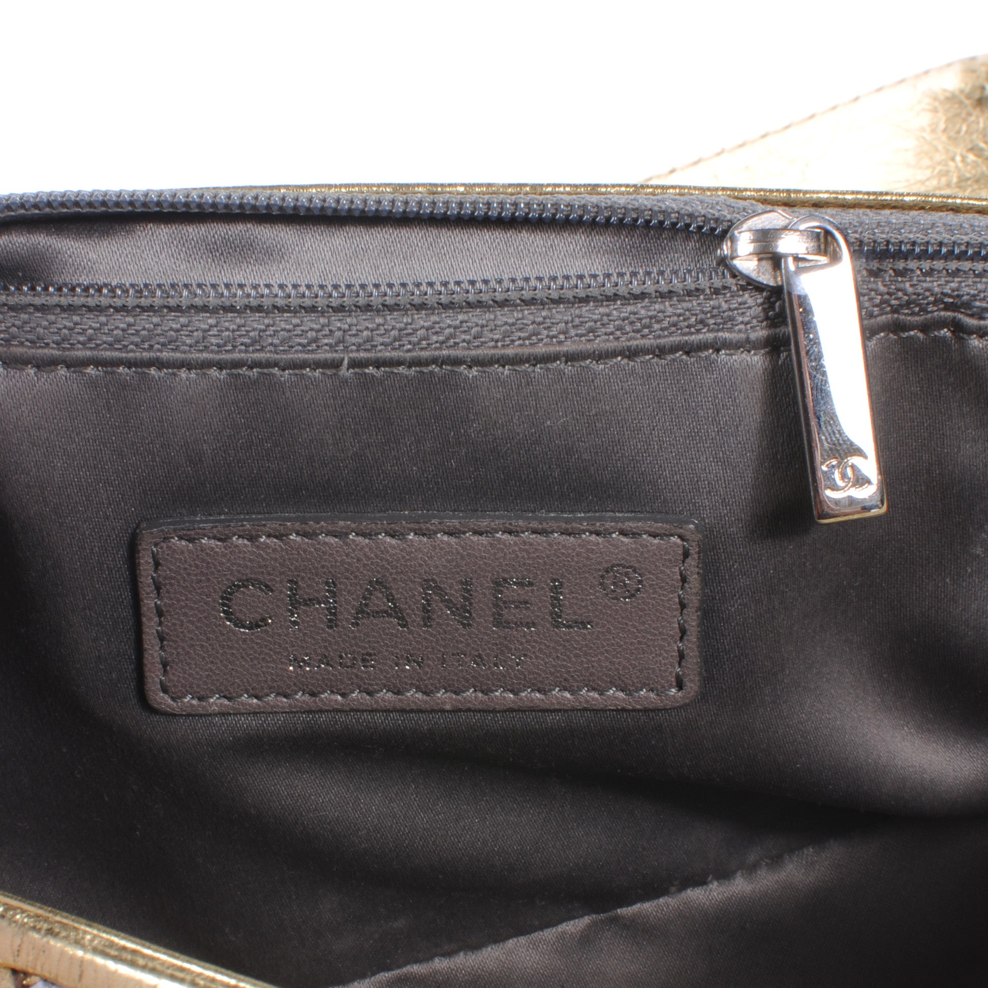 Chanel Calfskin Crackled CC Mix Flap Gold Silver 6 of 8