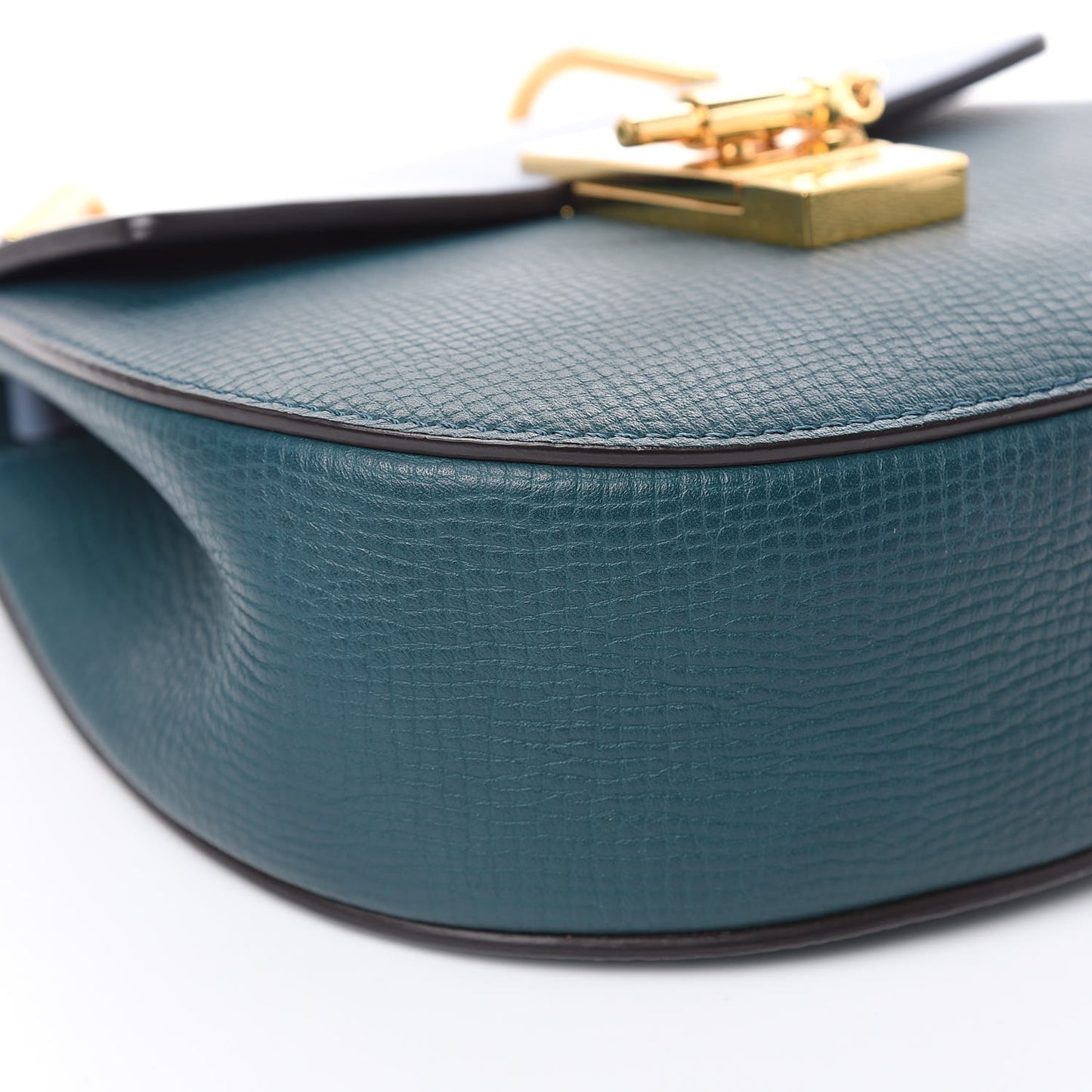 Grained Calfskin Lambskin Mini Bi-Color Drew Shoulder Bag Cloudy Blue