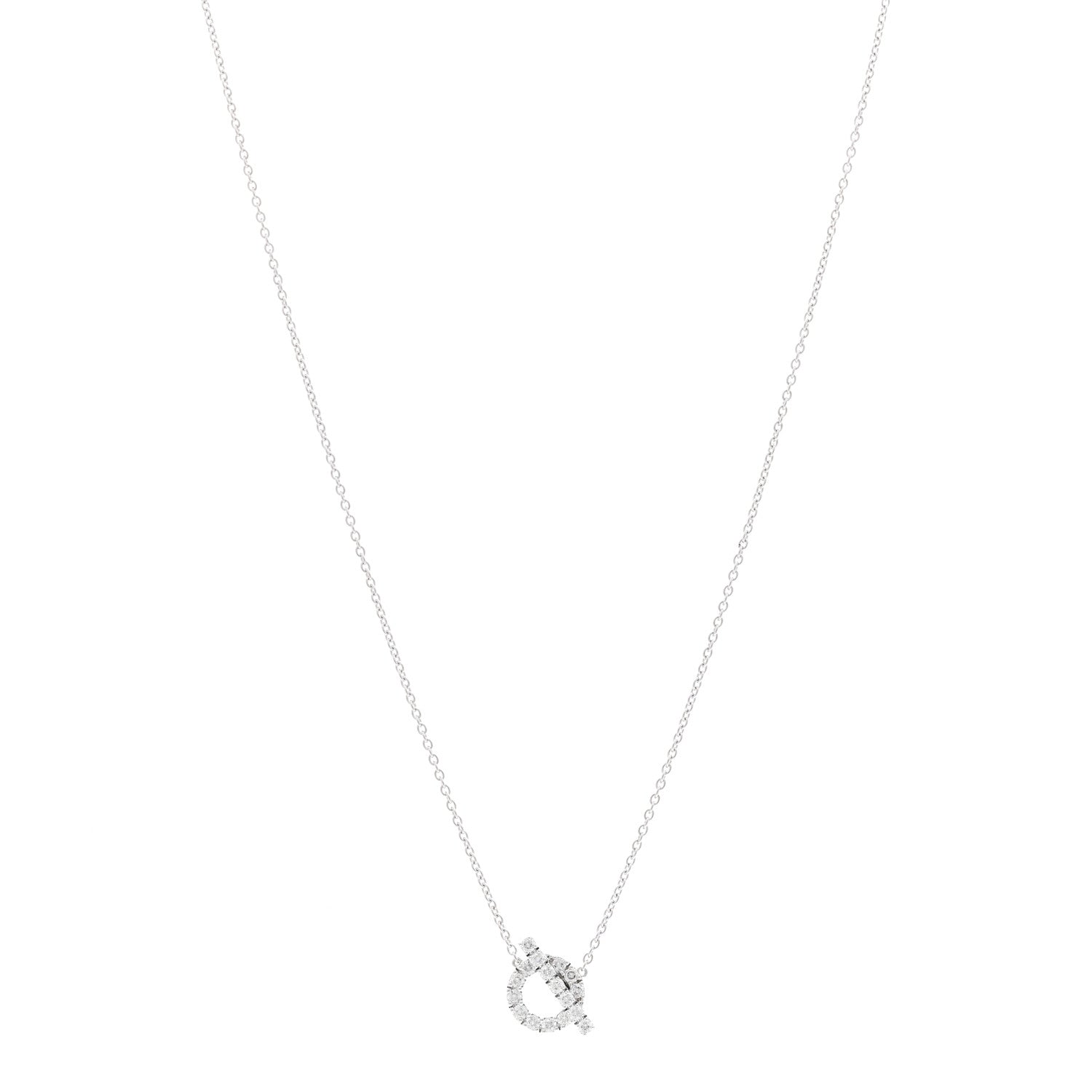Hermes 18K White Gold Diamond Finesse Pendant Necklace 1 of 6