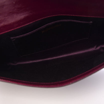 Saint Laurent Textured Patent Monogram Large Belle De Jour Clutch Purple 5 of 9