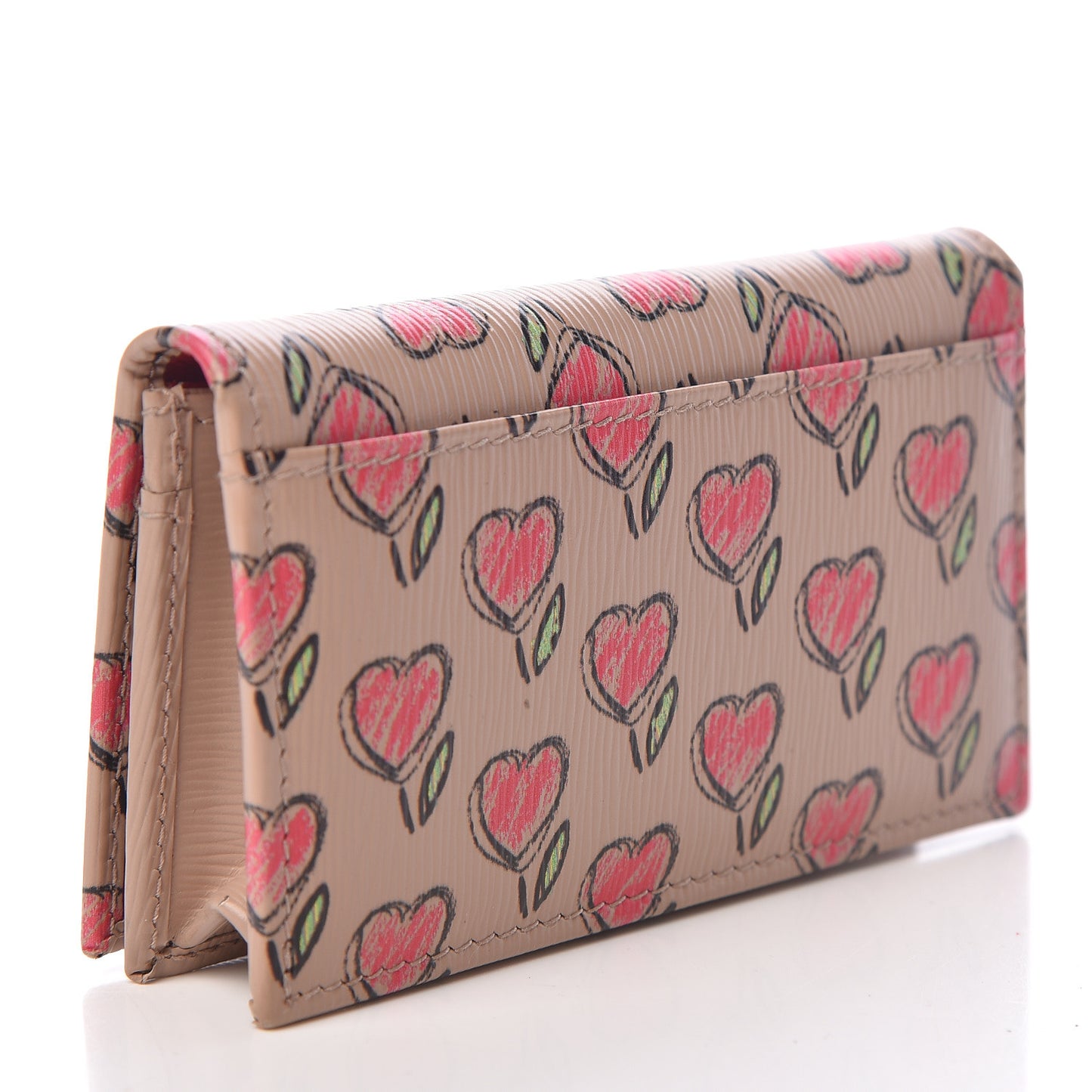 Vitello Move Love Print Card Holder Cipria