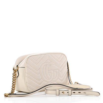 Gucci Calfskin Matelasse Small GG Marmont Chain Shoulder Bag White 3 of 16