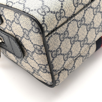 Gucci GG Supreme Monogram Textured Dollar Calfskin Web Mini Ophidia Top Handle Bag Beige Blue 8 of 10