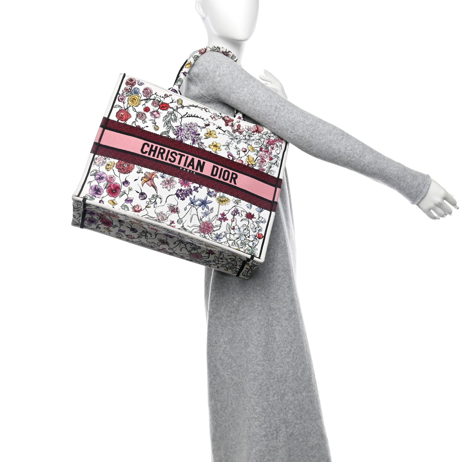 Christian Dior Canvas Embroidered Large Florilegio Book Tote White Multicolor 2 of 11