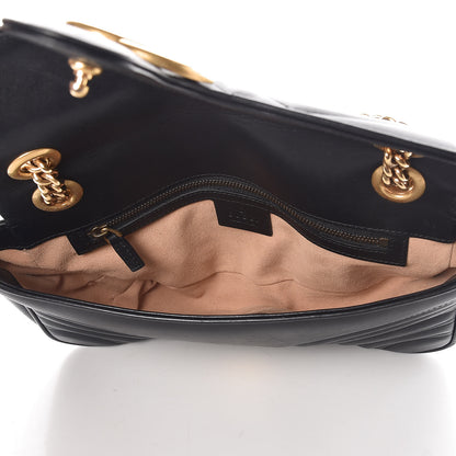 Gucci Calfskin Matelasse Small GG Marmont Shoulder Bag Black 5 of 9
