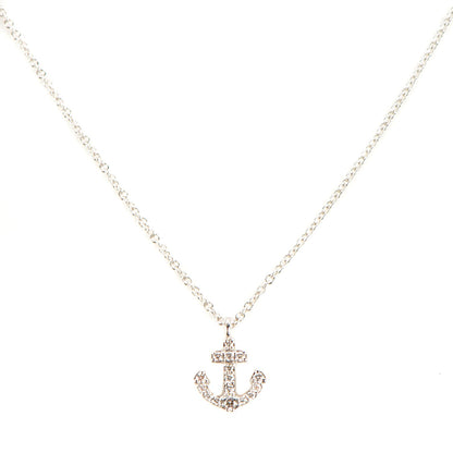 Tiffany 18K White Gold Diamond Mini Metro Anchor Pendant Necklace 1 of 5